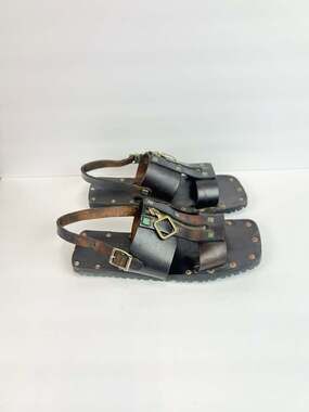 Trend Setter Vintage Italian Leather Zippered Sandals Size 9 Made Italy Brown